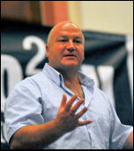 Bob Crow at the London No2EU election rally, photo by Paul Mattsson