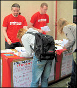 Campaigning at Aston University, photo by Socialist Students