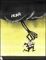 Death reaches out to Tony Blair from Iraq - cartoon by Alan Hardman Death reaches out to Tony Blair from Iraq - cartoon by Alan Hardman