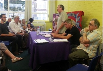 Waltham Forest Unison Health branch joint secretary Len Hockey chaired the meeting, photo Neil Cafferky