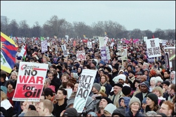 Part of the massive demo against war in Iraq, 15 February 2003, photo by Molly Cooper