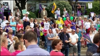 Swansea rally, public sector strike 10.7.14, photo E Schuessel