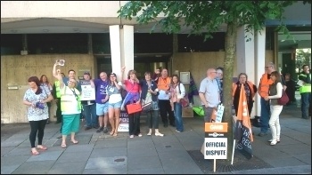 A picket line in Bolton, 10th July 2014 , photo by M Kilsby