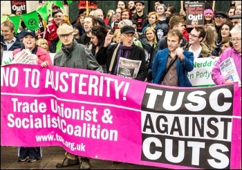 Anti-cuts demo in Swansea, 13.6.15, photo Les Woodward