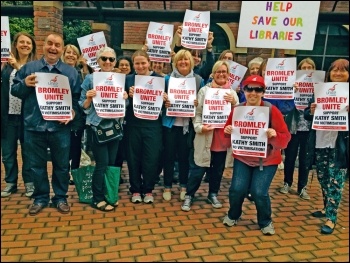 Bromley Unite members protest against the victimisation of branch secretary Kathy Smith, photo by Onay Kasab