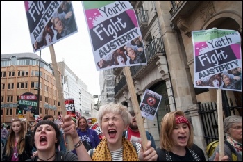 Young women on the national anti-austerity demo, June 2015, photo Socialist Party