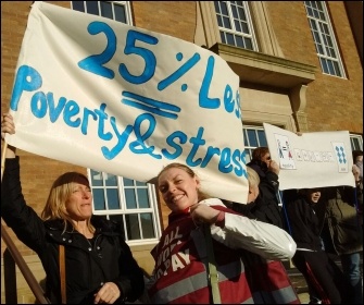 Protest of school support staff outside Derby council house, 7 Oct 2015, photo S Score