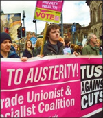 TUSC banner on TUC demo against austerity, photo Iain Dalton