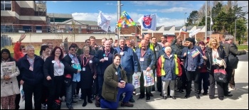 Blackpool doctors' picket, visited by Usdaw conference delegates, 26.4.16, photo Scott Jones