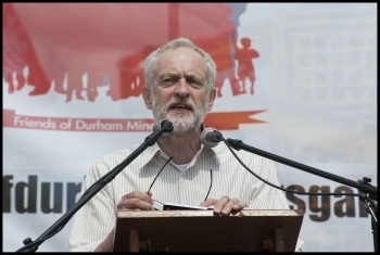 Jeremy Corbyn speaking at last year's Durham Miners' Gala, photo by MG