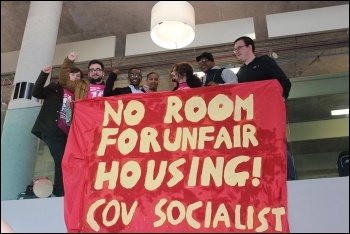 Coventry Socialist Students protesting against sky-high housing costs, photo by Coventry Socialist Students