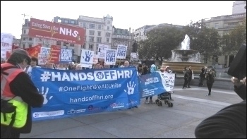 Hands Off HRI and other groups protesting in London, 10.10.16