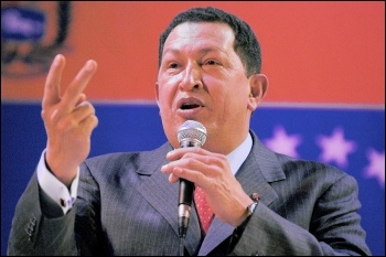 Hugo Chávez, president of Venezuela, on the role of the US government , photo Paul Mattsson 