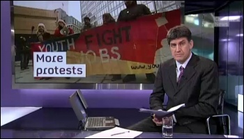 Wholesale destruction of jobs in the public and private sector:  Youth Fight for Jobs protest featured on Channel 4 news