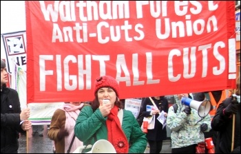 Nancy Taaffe on Waltham Forest anti-cuts protest, photo Senan
