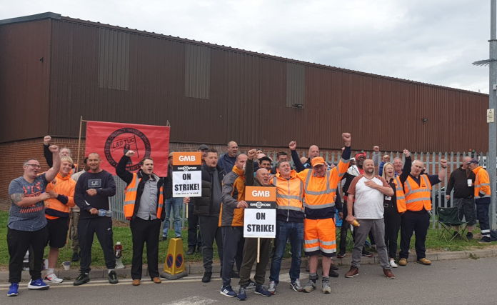 Blaby bin workers the day they voted to escalate their strike. Photo: Steve Score